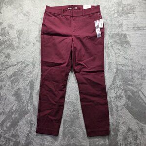 Old Navy Pixie Pants Womens 12 Burgundy High-Rise Never-Fade Secret-Slim Career